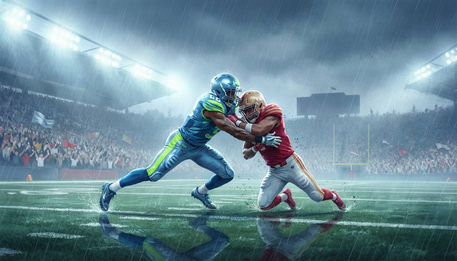海鹰主场对阵酋长的NFL比赛示意图